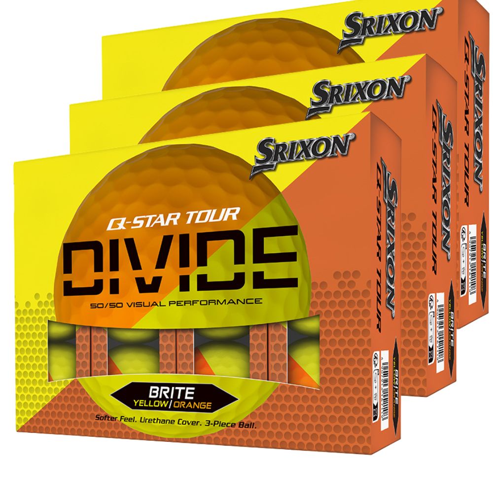 Srixon Q-Star Tour Divide 2 Golf Balls Yellow/Orange - Buy 2 Dozen, Get 1 Free