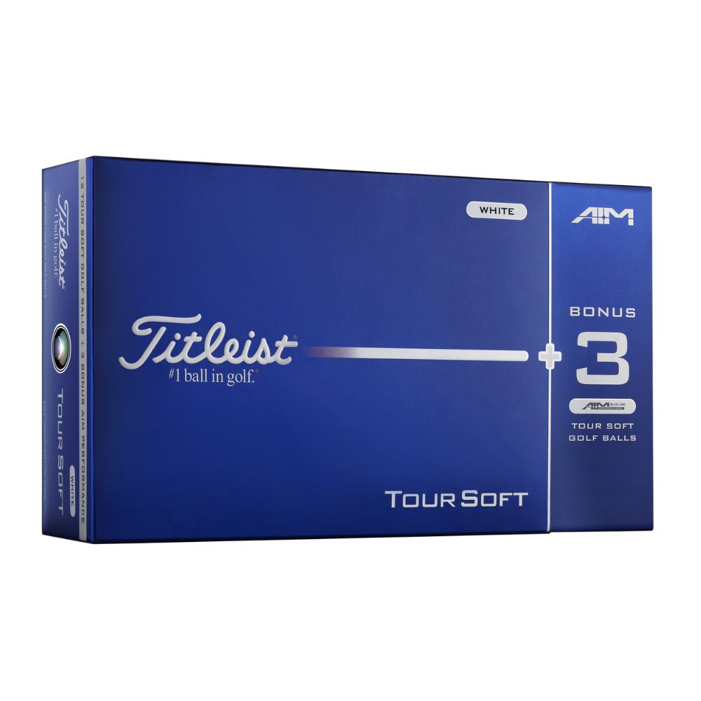 Titleist 2026 Tour Soft White Golf Balls - 1 Dozen + AIM Sleeve