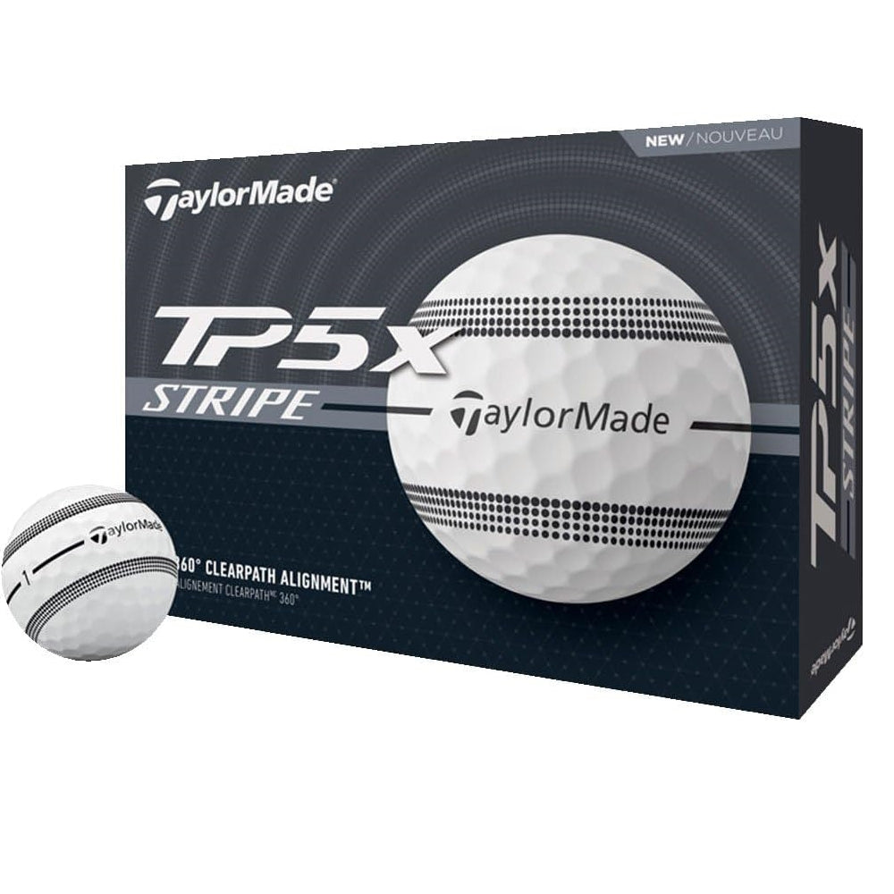 TaylorMade 2024 TP5x Stripe White Golf Balls - 1 Dozen