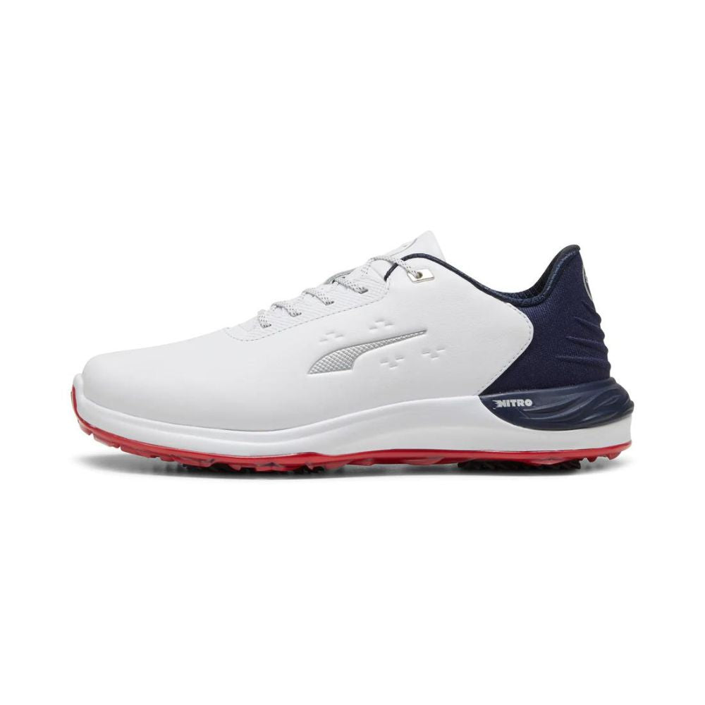 Puma Men&#39;s PHANTOMCAT NITRO Golf Shoe - Puma White/Deep Navy/For All Time Red