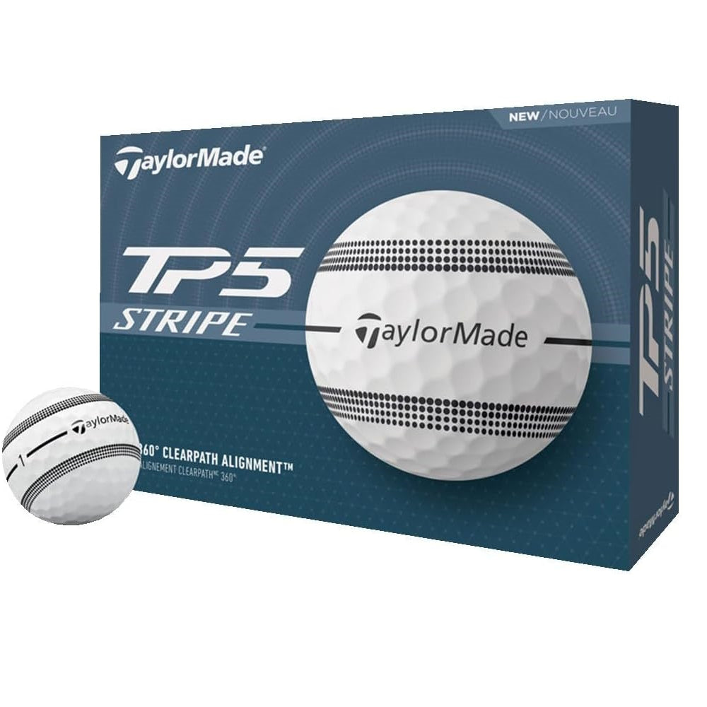 TaylorMade 2024 TP5 Stripe White Golf Balls - 1 Dozen