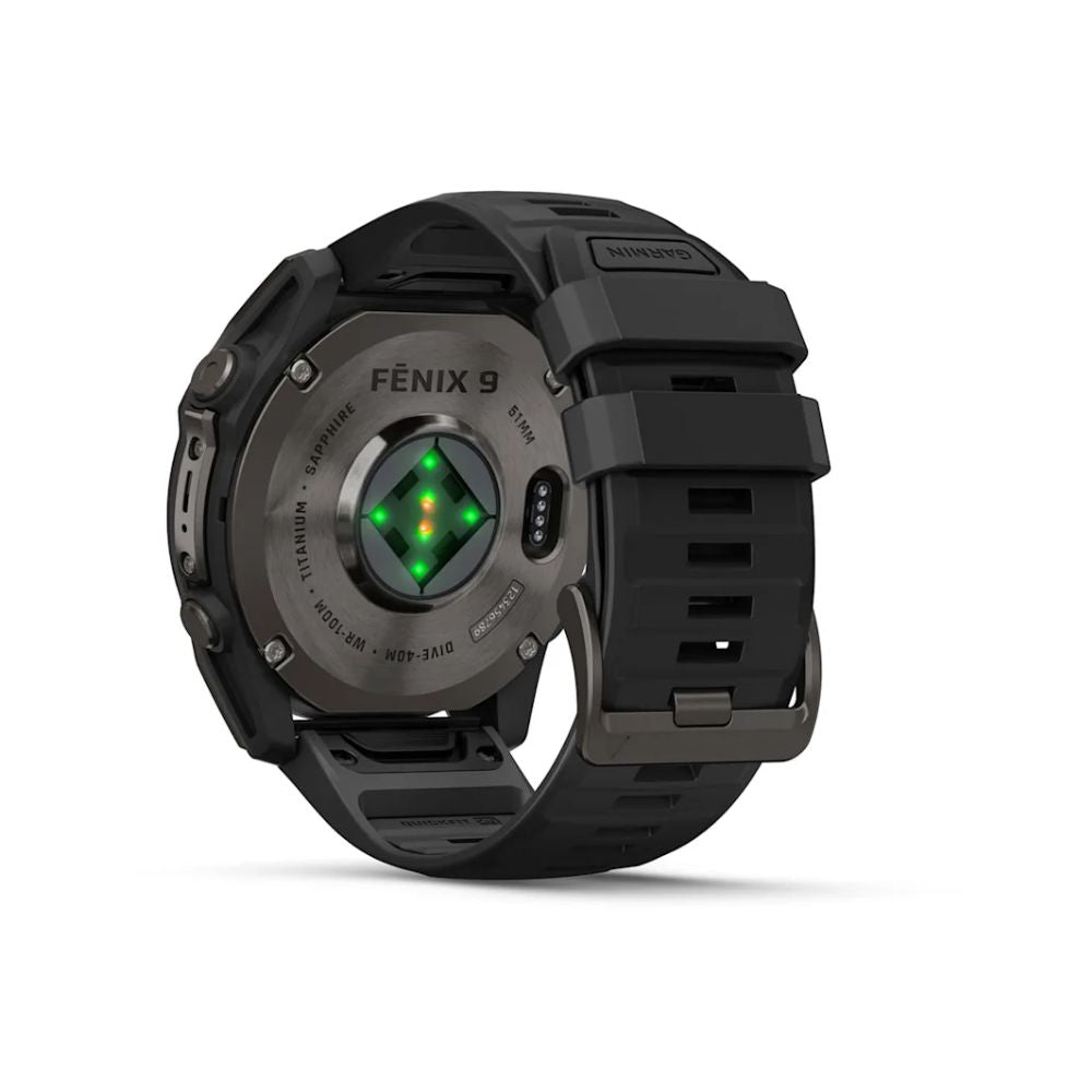 Garmin Fenix 9 GPS Watch 51mm Carbon Gray DLC Titanium with Black Silicone Band