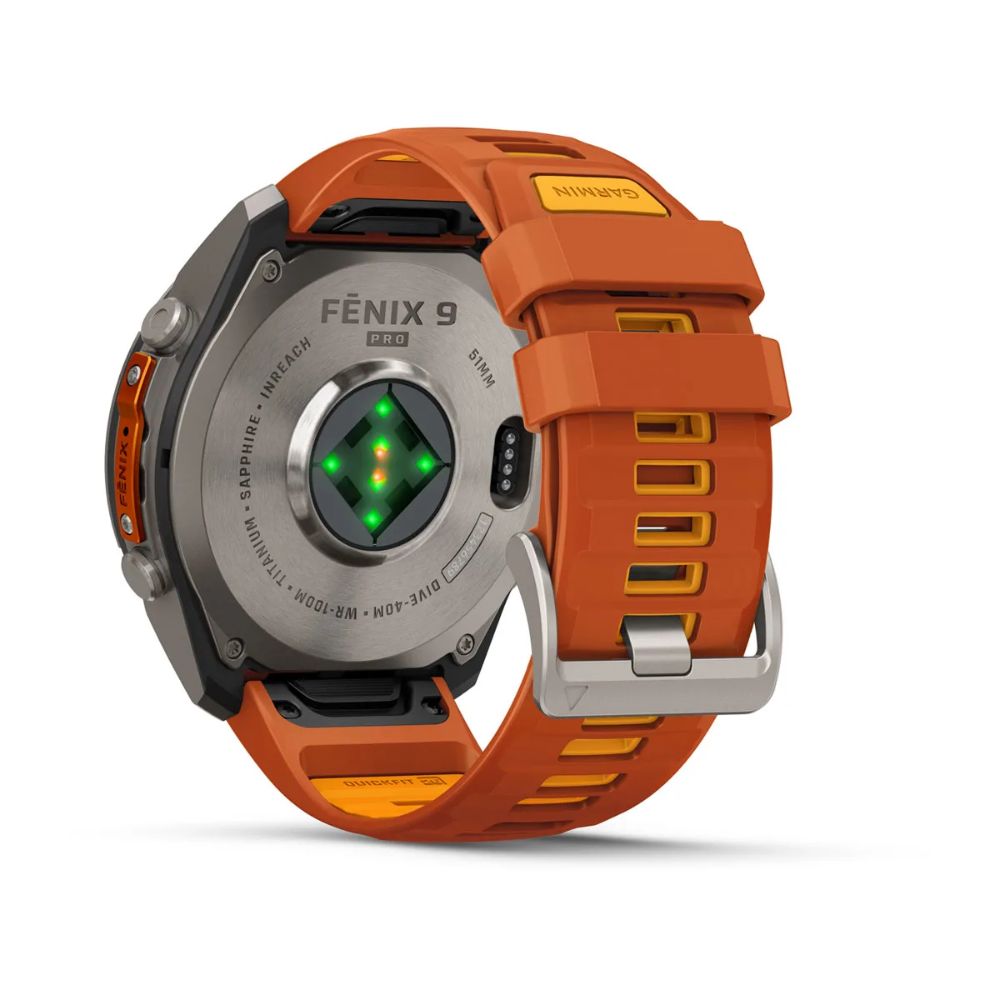 Garmin Fenix 9 Pro inReach 51 mm Titanium with Autumn Orange/Spark Orange Silicone Band