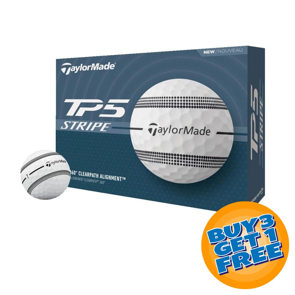 TaylorMade 2024 TP5 Stripe White Golf Balls (Buy 3, Get a 4th Free)