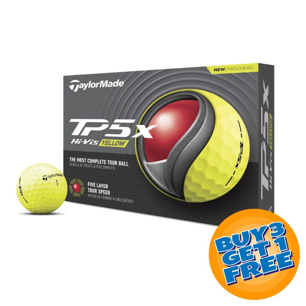 TaylorMade TP5x Yellow Golf Balls (Buy 3, Get a 4th Free)