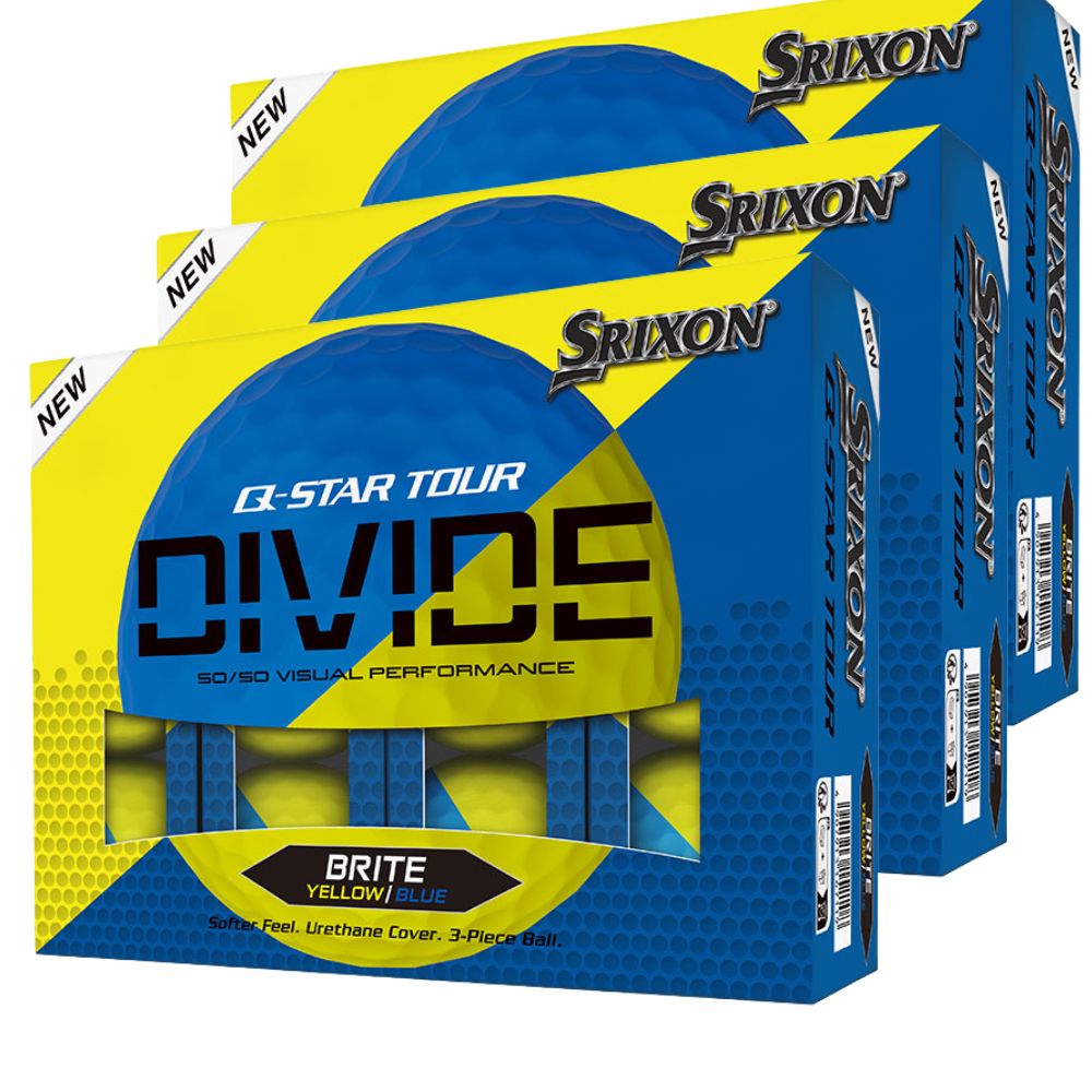 Srixon Q-Star Tour Divide 2 Golf Balls Yellow/Blue - Buy 2 Dozen, Get 1 Free