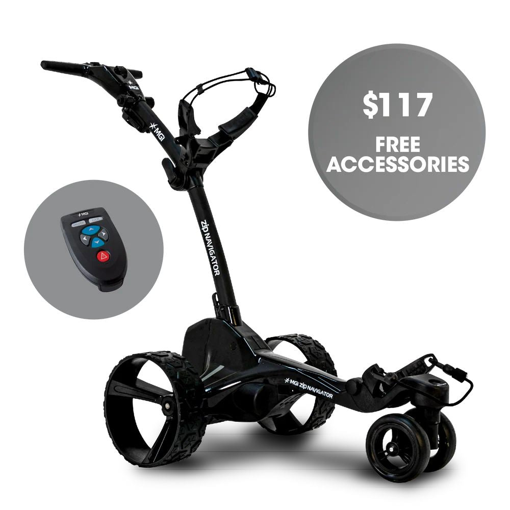MGI Zip Navigator Electric Caddy Cart - Black