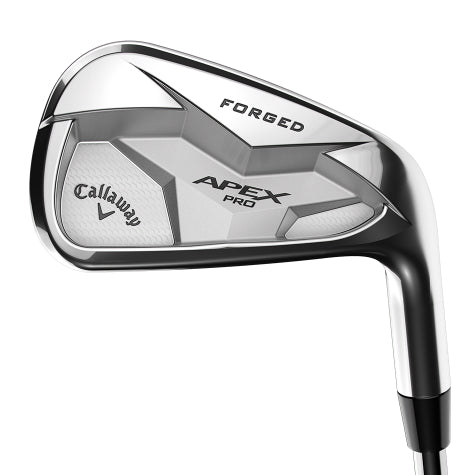 The head of a Callaway Apex Pro 19 iron with a steel shaft